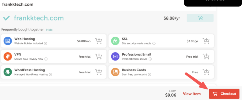 Namecheap 实际购买流程：加入购物车
