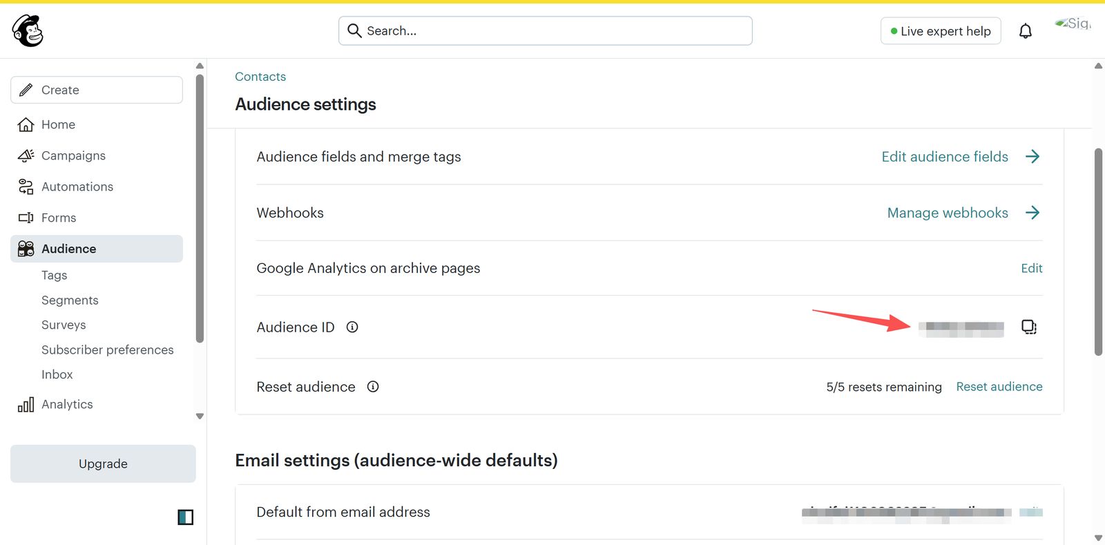 Mailchimp 列表 ID